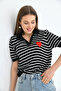 Women's Striped Heart Transitional Knitwear Sweater - 4
