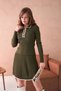 Women's Polo Neck Button Detail Sweater Skirt Double Knitwear Set - 4