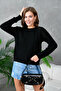 Women's Crew Neck Openwork Knitwear Sweater - 2