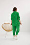 Green Oversize Off-Shoulder Linen Shirt - 5