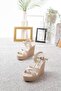 Vera Women's Beige 10 cm Wedge Heel Plain Bat Sandals - 4