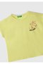 Girl's Yellow Shiny Printed Off-Shoulder T-Shirt - 2