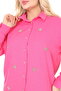 Women Linen Fuchia Stone Design Large Size Shirt - 5