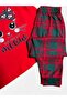 Girl's 100% Cotton Red Cat Patterned Six Plaid Patterned Long Sleeve Seasonal Pajama Set - 4