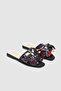 Sakkara Black Leather Women's Slippers with Bow Detail - 3