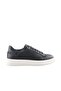 Navy Blue 100% Leather Lace-Up Casual Sneaker Shoes