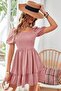 Pink Carmen Collar Ruffled Above Knee Gimped Aerobin Dress 95 cm - 3