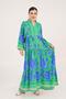 Patterned Button Detailed Loose Benetton Dress with Judge Collar