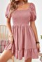 Pink Carmen Collar Ruffled Above Knee Gimped Aerobin Dress 95 cm - 6