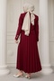 Double Suit with Pleated Skirt and Jacket Claret Red - 3