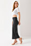 Women's elastic waist long textured pencil skirt anthracite - ms0000567 - 4