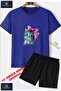 Children's Cute Cat Custom Printed Crew Neck T-Shirt - Shorts Set