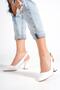 White Women's Open Back Pointed Toe 7 cm Heeled Sandals Shoes Nbr0448