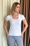 Women's Short Sleeve Square Neck Body 21069 - 6