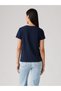 Women's Cycling Neck Flower Patterned Navy Blue T-Shirt 17369-2949 - 2