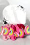 6-Piece Pink Color Rainbow Figured Rubber Buckle