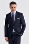 Navy Blue Slim Fit Mono Neck Double Slit Straight Suit - 3