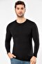Black Super Thin Men's Natural Bamboo Luxury Long Sleeve T-Shirt 1131
