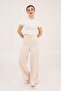 Waist Laced Linen Breeze Beige Loose Trousers - 3