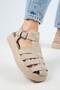 Rosa Women's Genuine Leather Beige Sandals with Buckle