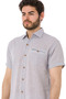 Men's Slub Collar Short Sleeve Single Flato Shirt - 4510 - 4