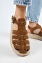 Rosa Women's Genuine Leather Caged Sandals Dark Tan Sandals - 5