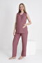 Pregnant and Maternity Ruffle Detailed V-Neck Woven Pajama Set Suitable for Breastfeeding - 2