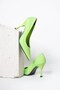 Tatiana Green Satin Pointed Toe Women's Classic Heeled Shoes - 5