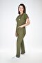 Unisex Khaki Lycra Bottom-Top Jersey Set Scrubs - 2