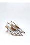 Angelle White-Black Linen Women's Heeled Shoes