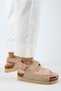 Emilia Women's Genuine Leather Double Velcro Beige Sandals - 6