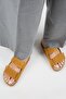 Vina Women's Genuine Leather Velcro Yellow Slippers - 7