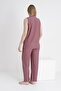 Pregnant and Maternity Ruffle Detailed V-Neck Woven Pajama Set Suitable for Breastfeeding - 3