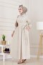 Rochie Mina cu talie - Bej - 2