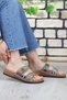 Toledo Anatomical Sole Stoned Bead Detailed Tan Women's Slippers Daily Sea Beach Slippers - 4