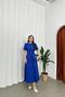 Cobalt Blue Imported Crepe Fabric Watermelon Sleeve Back Zipper Midi Length Dress - 5