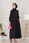 Mina Dress with Tie at the Waist-Black - 2