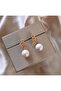Gold Color Leaf Figured Pearl Dangle Earrings Antiallergic Steel Earring Model - 5