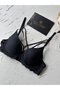 Lydia Front Striped Low-Cut Design Lace Sides Push-Up Attractive Black Bra - 3