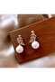Gold Color Leaf Figured Pearl Dangle Earrings Antiallergic Steel Earring Model - 4