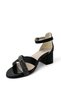 704 Girl's Black Glittery Stone Heeled Evening Dress Shoes - 3