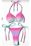 Ombre Printed Women's Bikini Set High Cut Bottom with Side Tie, Stretchy Polyester/Elastane Blend - 2