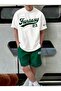 Unisex Fantasy White T-Shirt Green Shorts Top Bottom 2 Piece Set