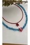 Glass Evil Eye Bead and African Bead Necklace (with Sea Star and Nal Detail) Double Necklace - 2