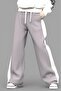 Men's Gray Side Piece White Summer Baggy Loose Leg Sweatpants - 6
