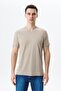 Ar-Ma Men's V-Neck T-Shirt Unprinted Basic Regular Fit Full Single Jersey Y29364453102 Beige-B1