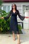 Chiffon Double Breasted Collar Midi Dress - 3