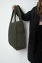 Women's Khaki Color Fabric Zippered Waterproof Puff Bag Makeup Bag - 4