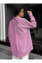 Women's Striped Pink Poplin Oversize Shirt - 4