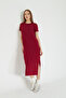 Women's Burgundy Basic Summer Dress Containing Modal Fabric Soft Texture - 5